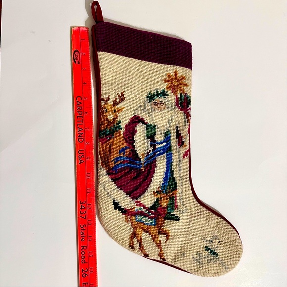 Vintage 1991 Needlepoint Santa Christmas Stocking - Picture 2 of 5
